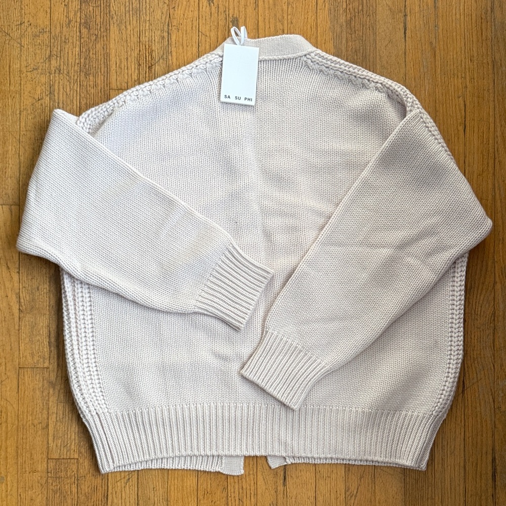 As Su Phi Women's Cream Oversize Cashmere Cardigan Sweater - Medium - Picture 4 of 5